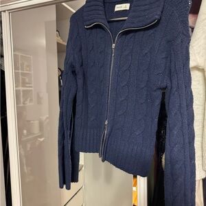 Hollister Dark Blue Cable Knit Cardigan